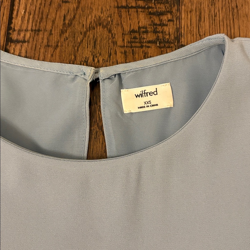 Wilfred Powder Blue Ruffle Wrap Mini Dress - Picture 2 of 10